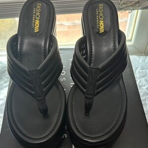Fashion Nova Black Platform Sandals